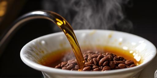 Nahaufnahme von einer Filterkaffeezubereitung in einer Chemex mit pouring over