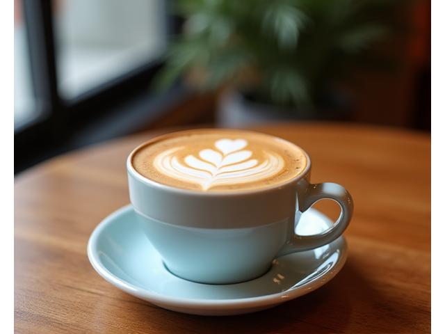 Eine perfekt zubereitete Tasse Kaffee mit Latte Art